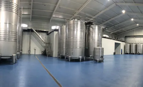 Nave de elaboración con depósitos de acero inoxidable